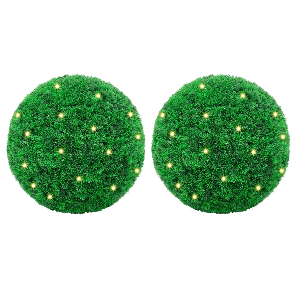 Artificial Boxwood Balls with LED Lights 2 pcs Green 52 cm