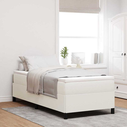 Bed Frame Cream 100 x 200 cm Corduroy fabric