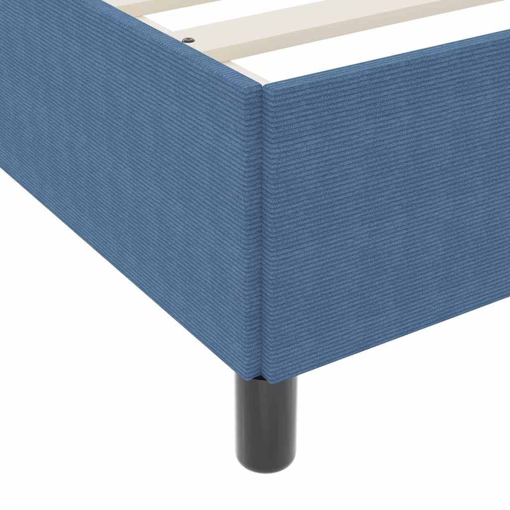 Bed Frame Blue 140 x 190 cm Corduroy fabric