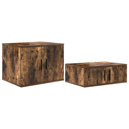 Storage Cabinet 2 pcs Smoked Oak 118 x 41 x 40 cm
