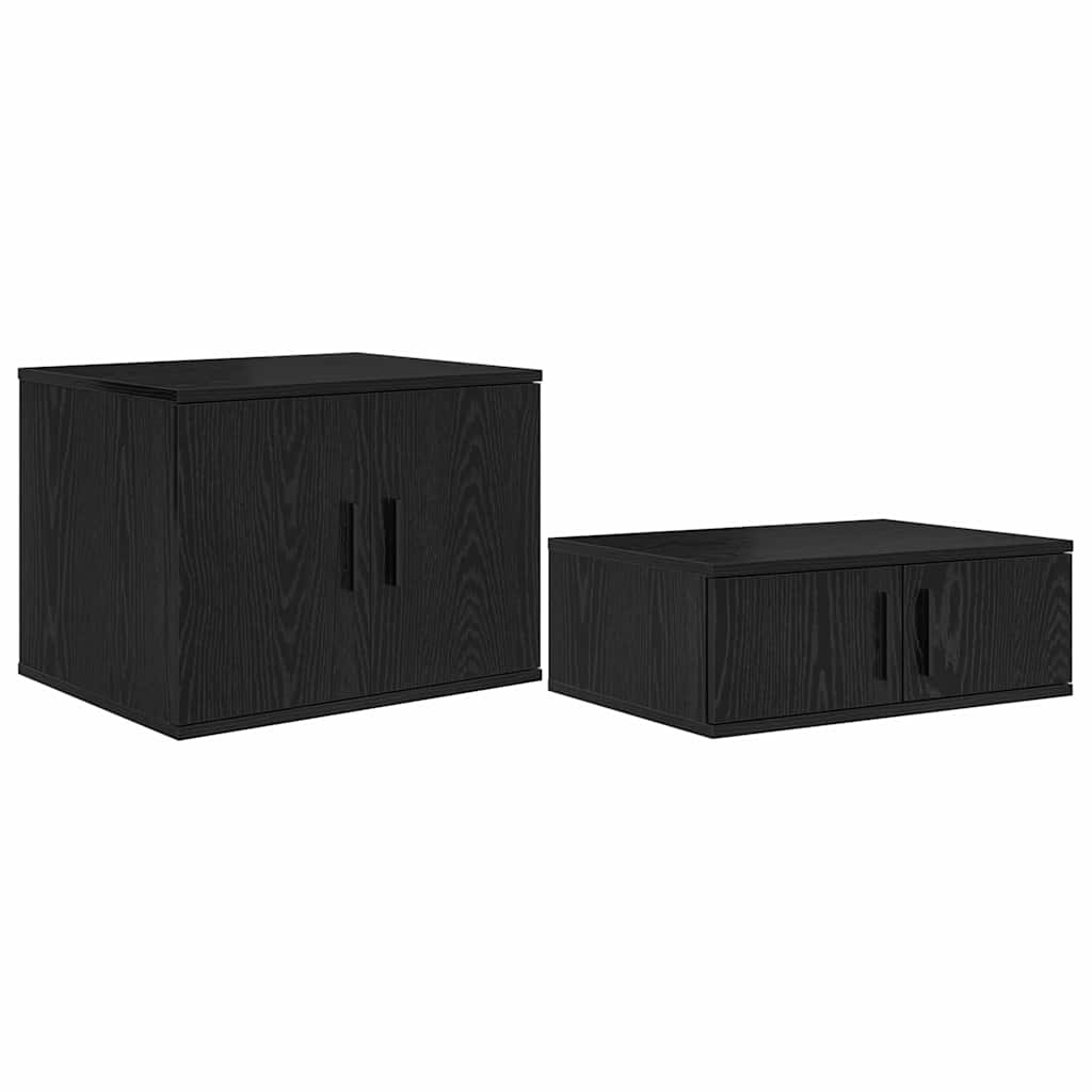 Storage Cabinet 2 pcs Black Oak 108 x 41 x 40 cm