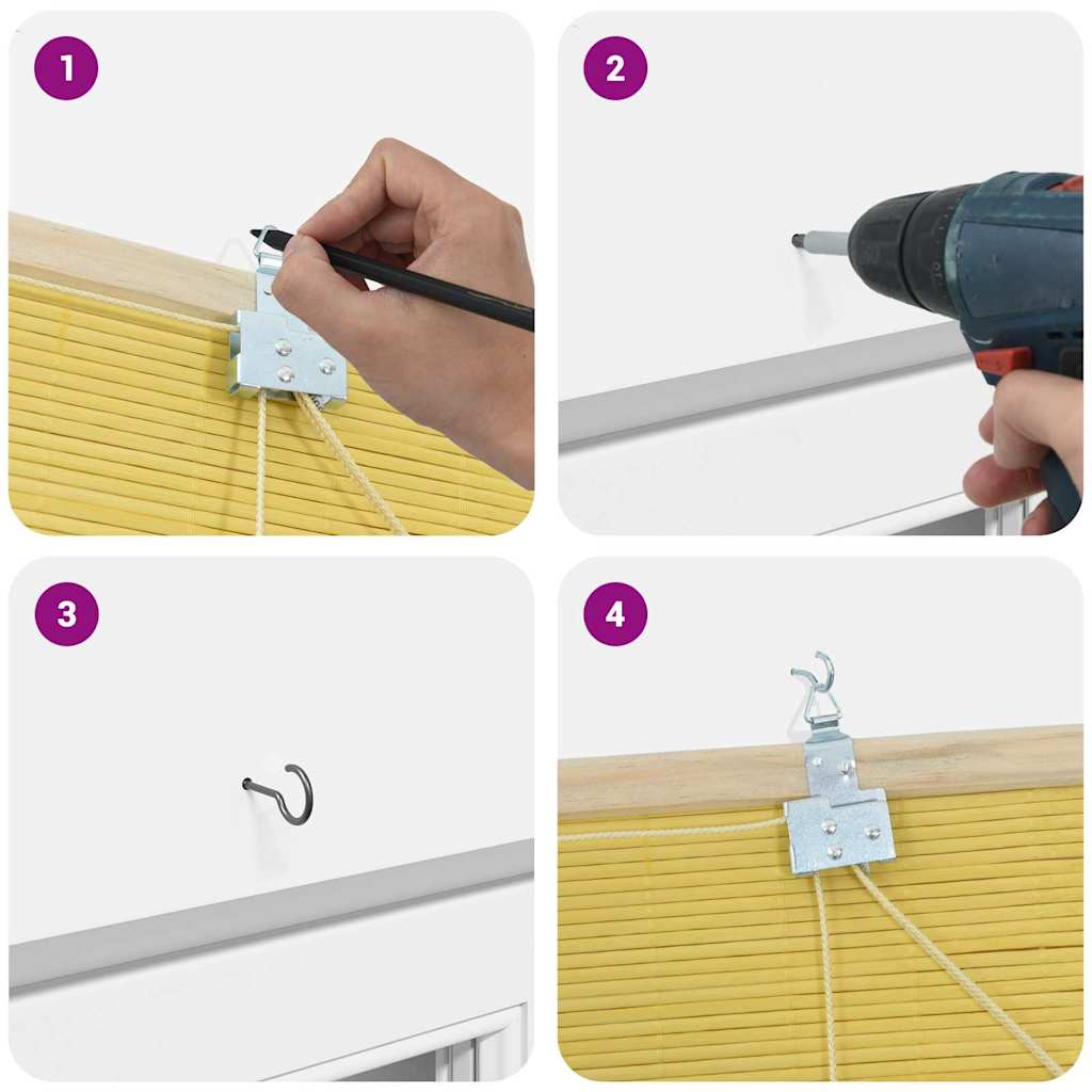 Roller Blind Yellow 100 x 160 cm Bamboo