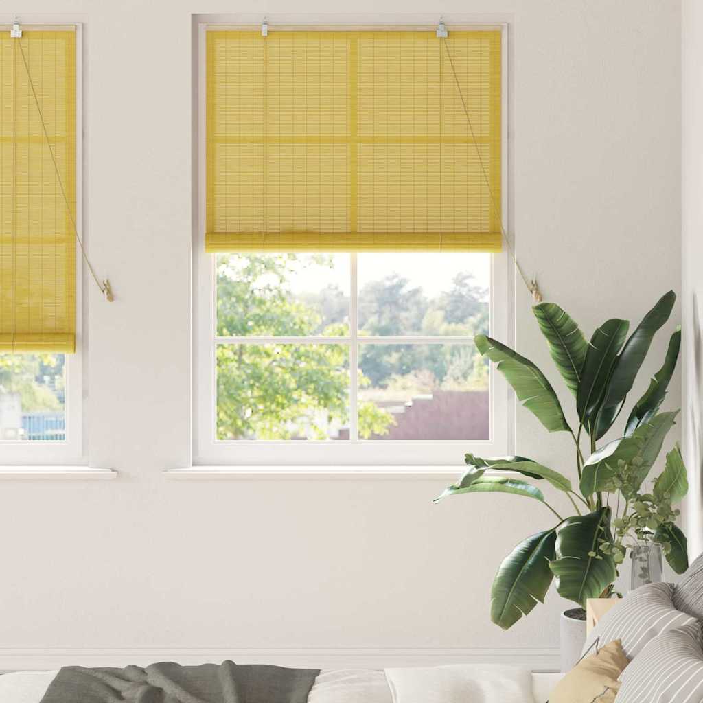 Roller Blind Yellow 120 x 220 cm Bamboo