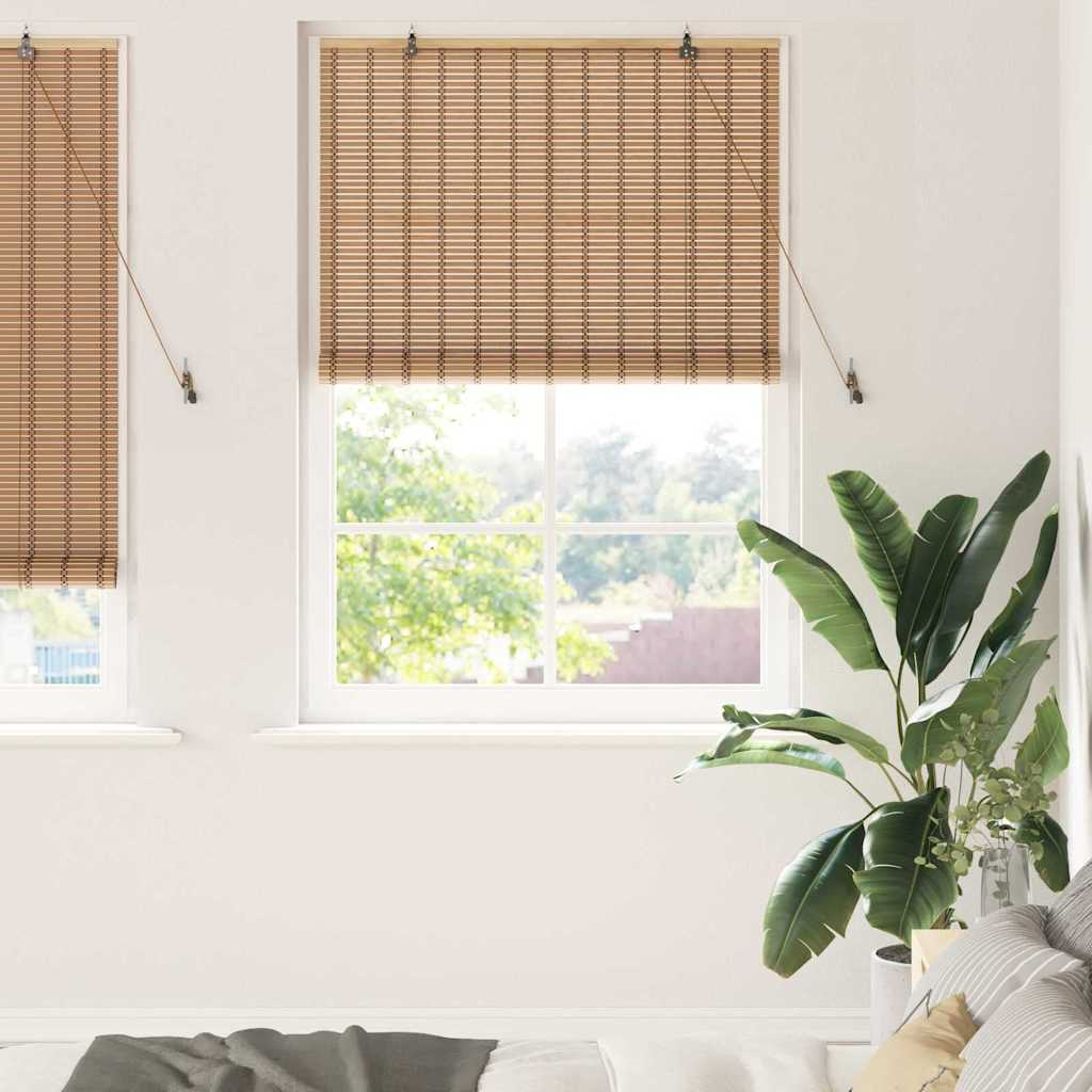 Roller Blind Natural and Brown 120 x 220 cm Bamboo