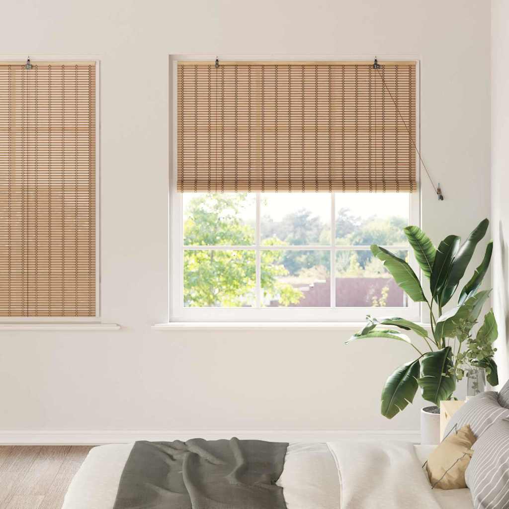 Roller Blind Natural and Brown 140 x 160 cm Bamboo
