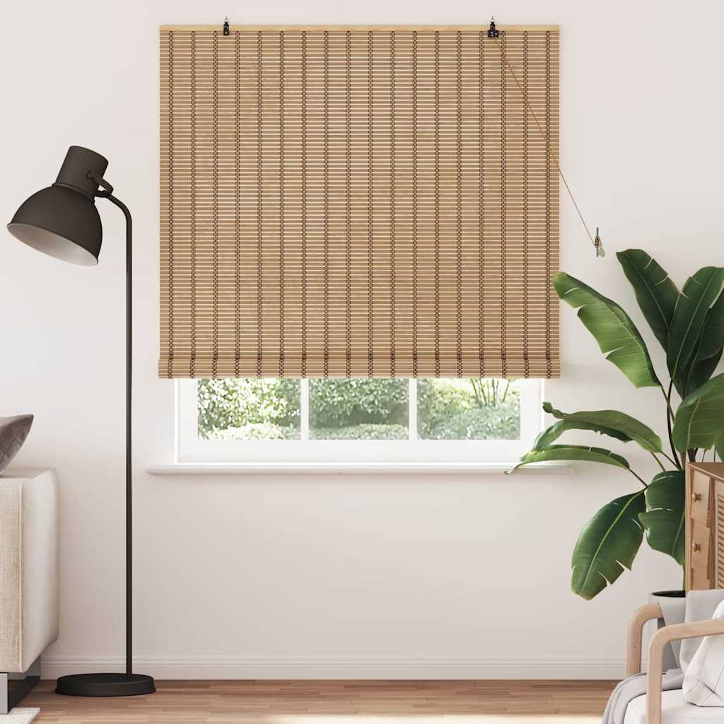 Roller Blind Natural and Brown 140 x 160 cm Bamboo