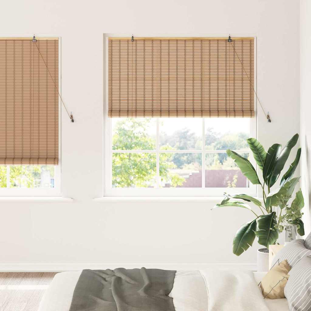 Roller Blind Natural and Brown 150 x 220 cm Bamboo