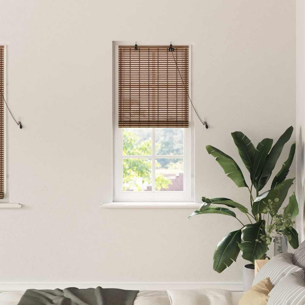 Roller Blind with Curtains Manual Brown 60 x 160 cm Bamboo