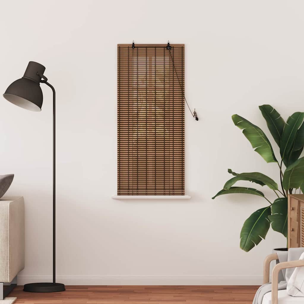Roller Blind with Curtains Manual Brown 60 x 160 cm Bamboo