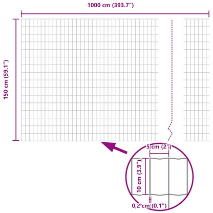 Euro Fence Grey 1.5 x 10 m PVC-coated iron