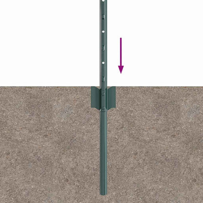 Embedded Fence Post 44 pcs Green 120 cm Powder-Coated Steel