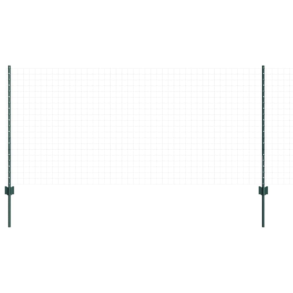 Embedded Fence Post 22 pcs Green 140 cm Powder-Coated Steel
