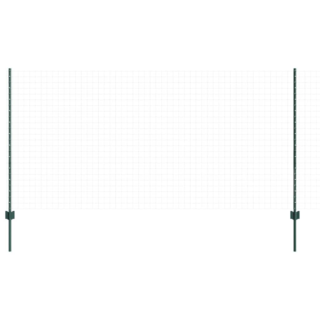 Embedded Fence Post 22 pcs Green 160 cm Powder-Coated Steel