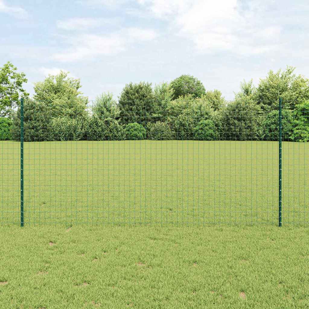 Embedded Fence Post 44 pcs Green 160 cm Powder-Coated Steel
