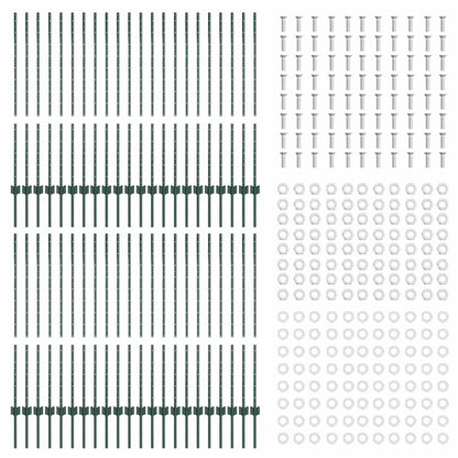 Embedded Fence Post 44 pcs Green 160 cm Powder-Coated Steel