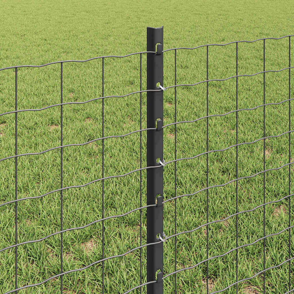 Embedded Fence Post 22 pcs Grey 100 cm Powder-Coated Steel