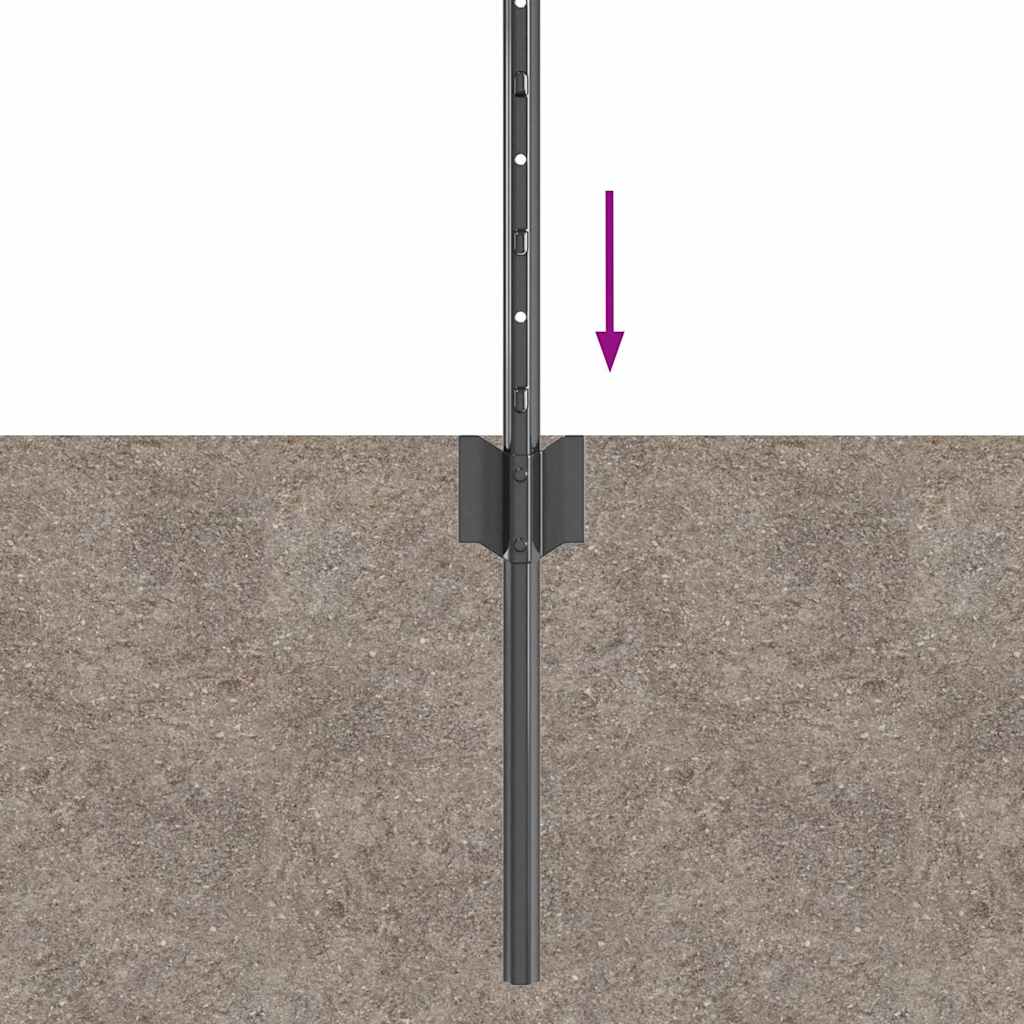 Embedded Fence Post 22 pcs Grey 100 cm Powder-Coated Steel