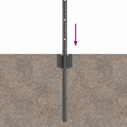 Embedded Fence Post 44 pcs Grey 100 cm Powder-Coated Steel
