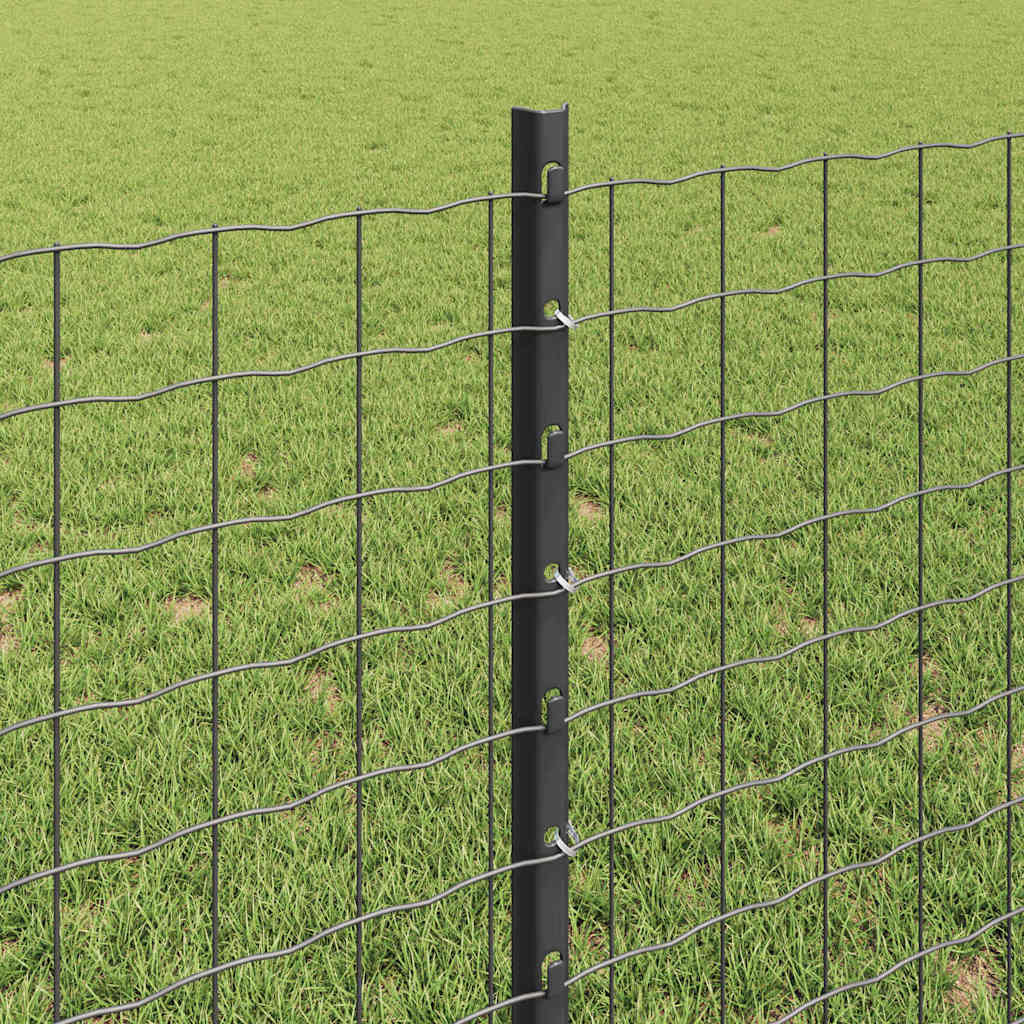 Embedded Fence Post 22 pcs Grey 120 cm Powder-Coated Steel