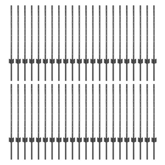 Embedded Fence Post 44 pcs Grey 120 cm Powder-Coated Steel