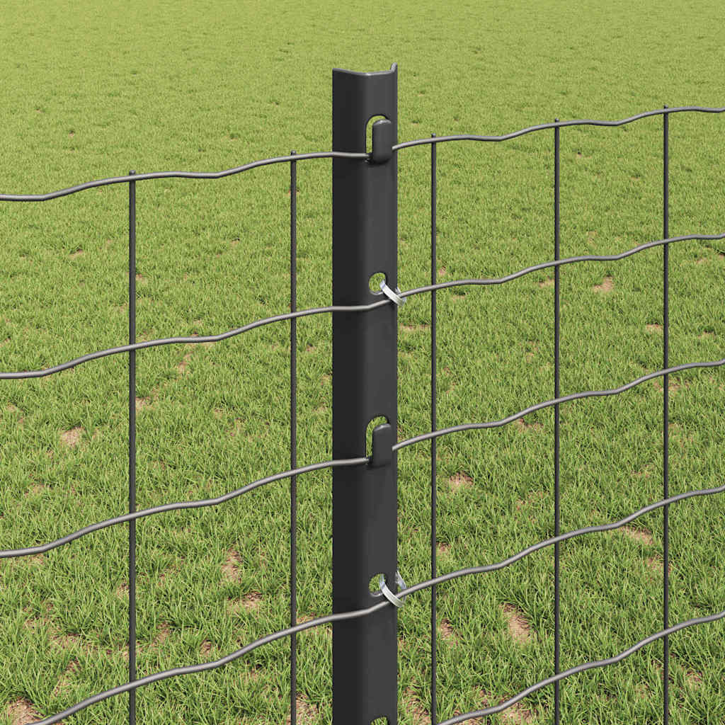 Embedded Fence Post 22 pcs Grey 160 cm Powder-Coated Steel