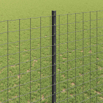 Embedded Fence Post 22 pcs Grey 180 cm Powder-Coated Steel