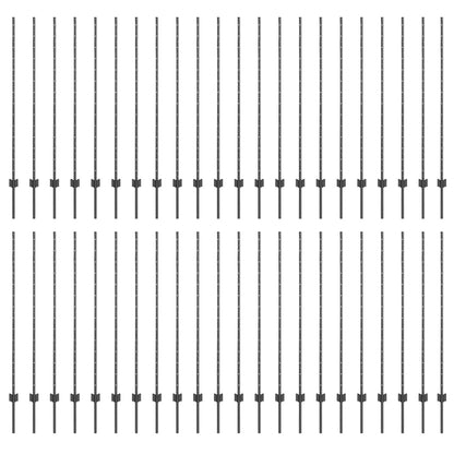 Embedded Fence Post 44 pcs Grey 180 cm Powder-Coated Steel