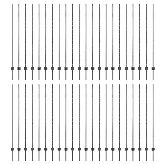 Embedded Fence Post 44 pcs Grey 200 cm Powder-Coated Steel