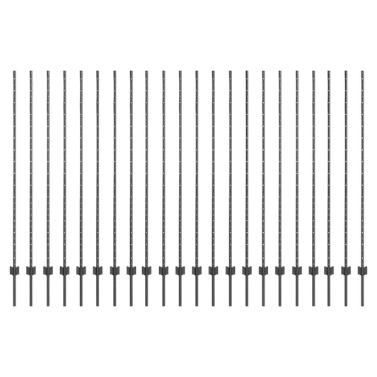 Embedded Fence Post 22 pcs Grey 200 cm Powder-Coated Steel