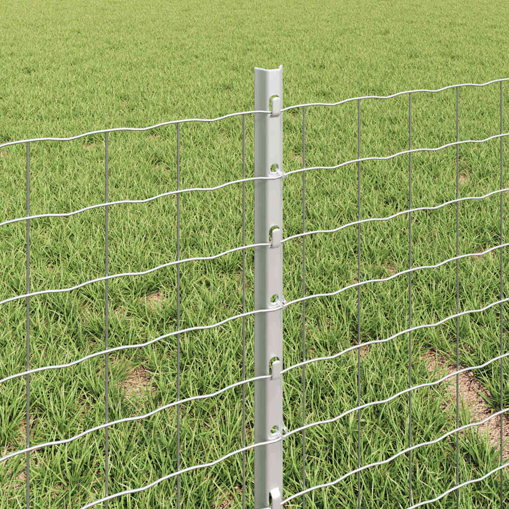 Embedded Fence Post 22 pcs Silver 80 cm Powder-Coated Steel