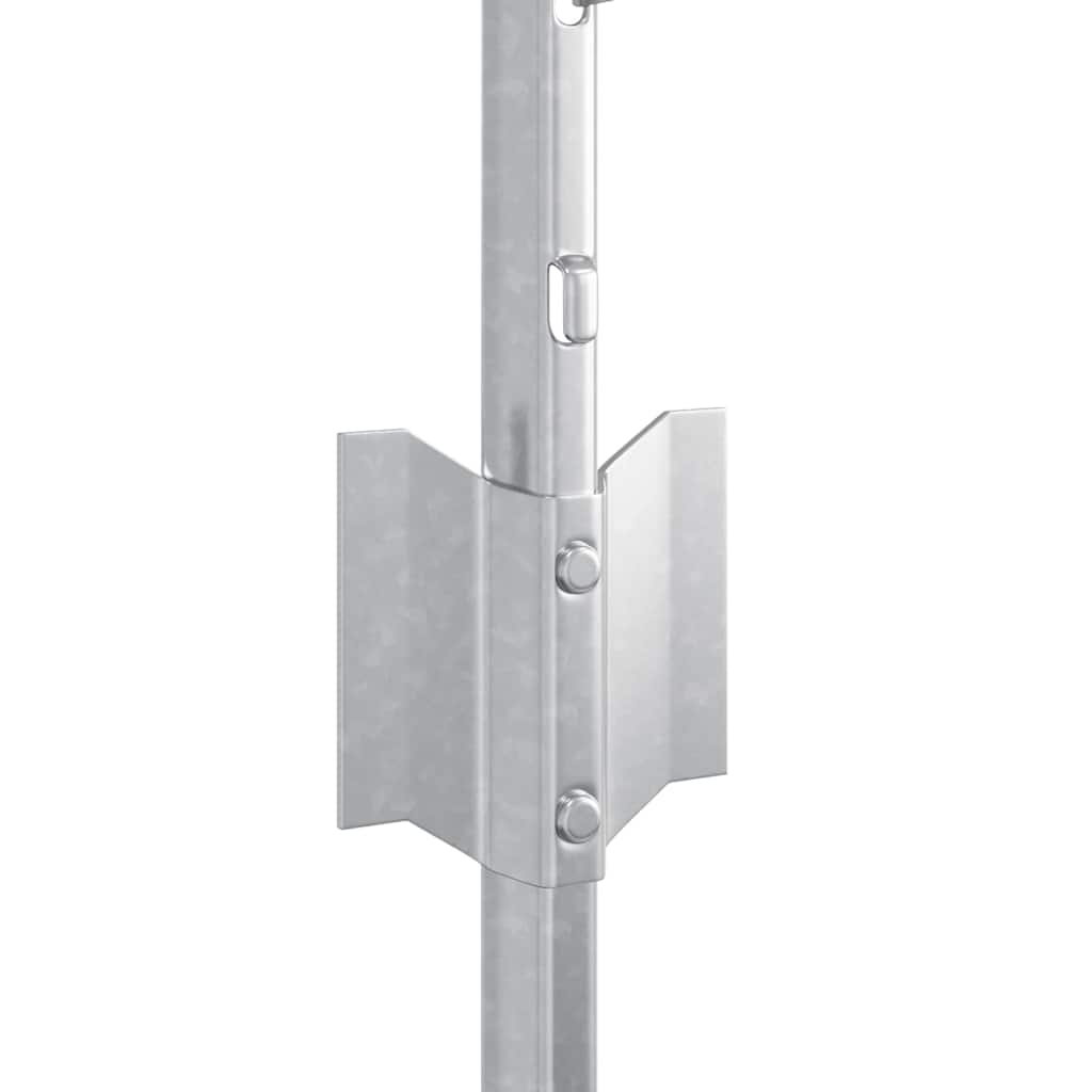 Embedded Fence Post 44 pcs Silver 80 cm Powder-Coated Steel