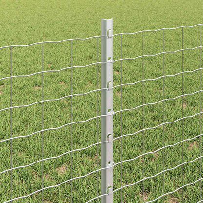 Embedded Fence Post 44 pcs Silver 100 cm Powder-Coated Steel