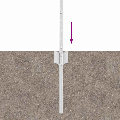 Embedded Fence Post 44 pcs Silver 100 cm Powder-Coated Steel