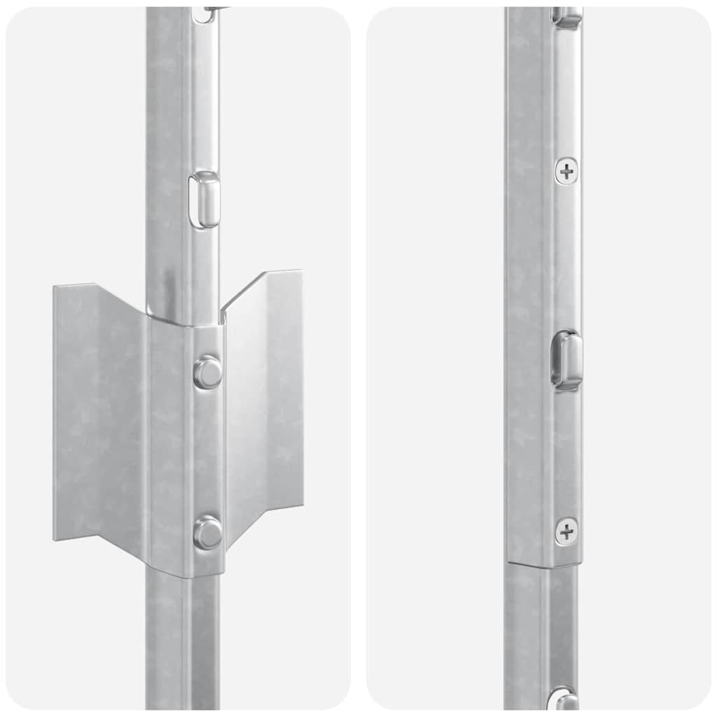 Embedded Fence Post 22 pcs Silver 140 cm Powder-Coated Steel