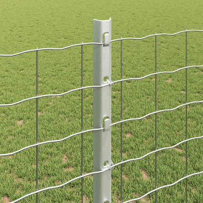 Embedded Fence Post 22 pcs Silver 160 cm Powder-Coated Steel