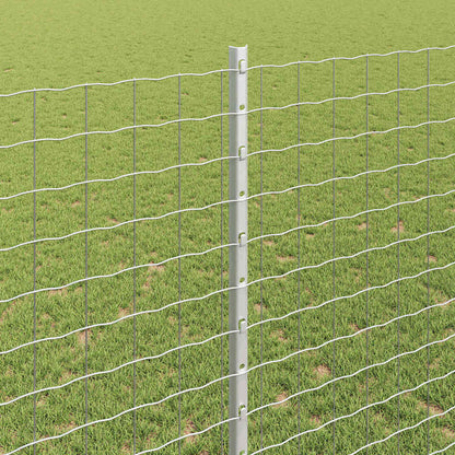 Embedded Fence Post 22 pcs Silver 180 cm Powder-Coated Steel