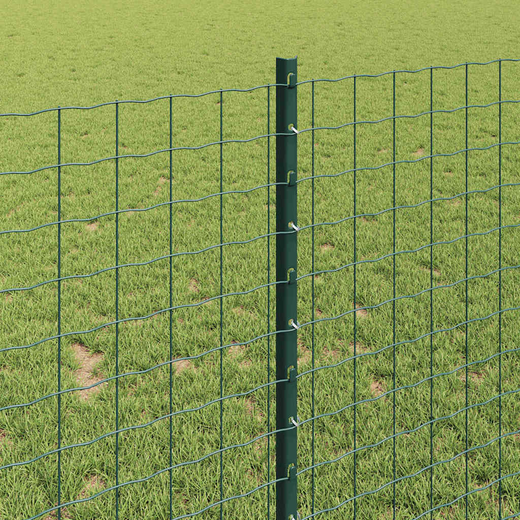 Euro Fence with Post 10 x 1 m PVC-Coated Steel Green Mesh