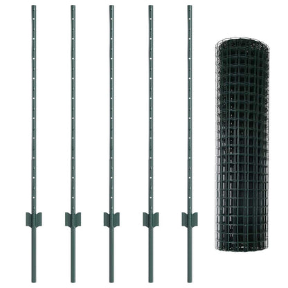 Euro Fence with Post 10 x 1 m PVC-Coated Steel Green Mesh