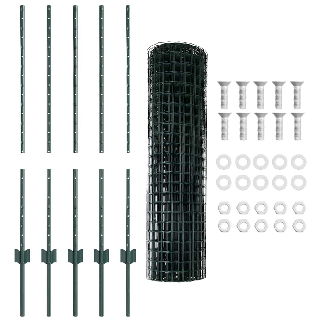 Euro Fence with Post 10 x 1 m PVC-Coated Steel Green Mesh