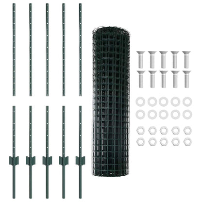 Euro Fence with Post 10 x 1 m PVC-Coated Steel Green Mesh