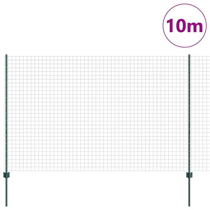 Euro Fence with Post 10 x 1.6 m PVC-Coated Steel Green Mesh