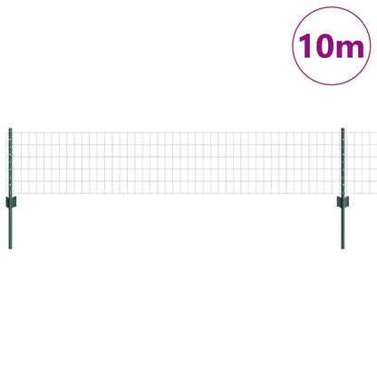 Euro Fence with Post 10 x 0.4 m PVC-Coated Steel Green Mesh
