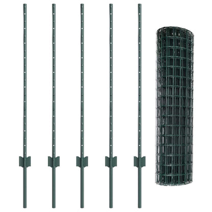 Euro Fence with Post 10 x 1 m PVC-Coated Steel Green Mesh