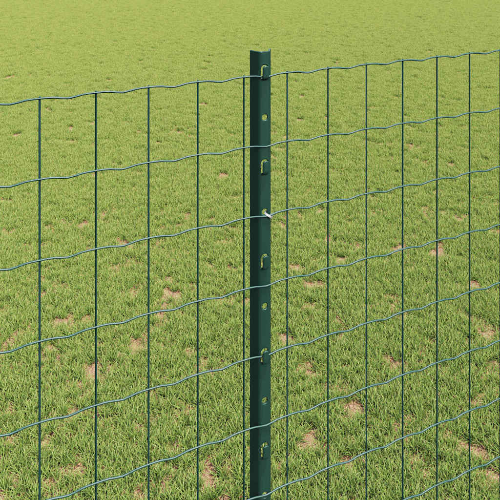 Euro Fence with Post 10 x 1.4 m PVC-Coated Steel Green Mesh