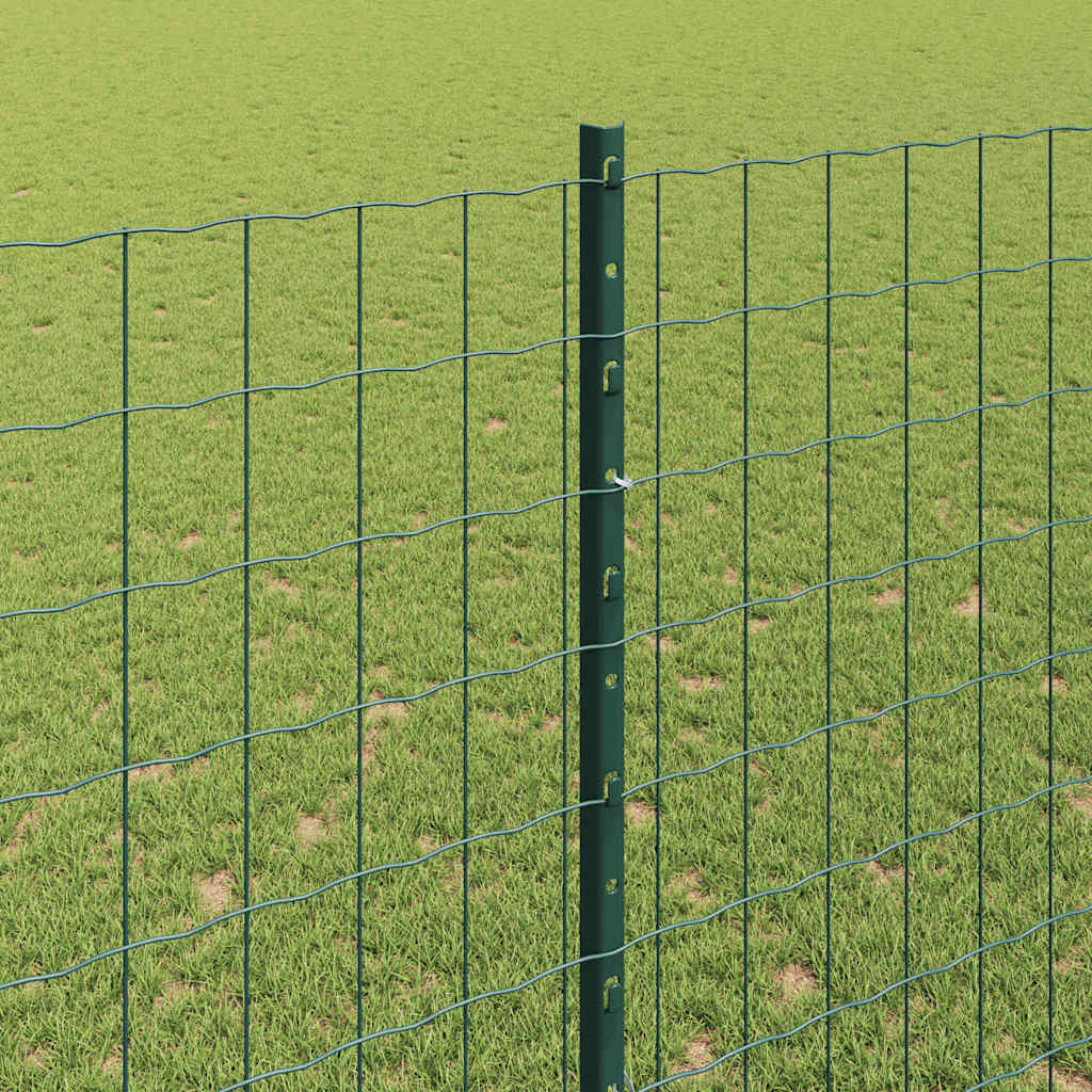 Euro Fence with Post 10 x 1.6 m PVC-Coated Steel Green Mesh