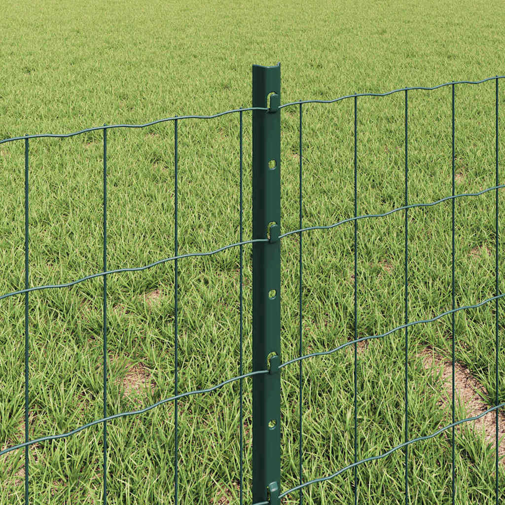Euro Fence with Post 10 x 0.4 m PVC-Coated Steel Green Mesh