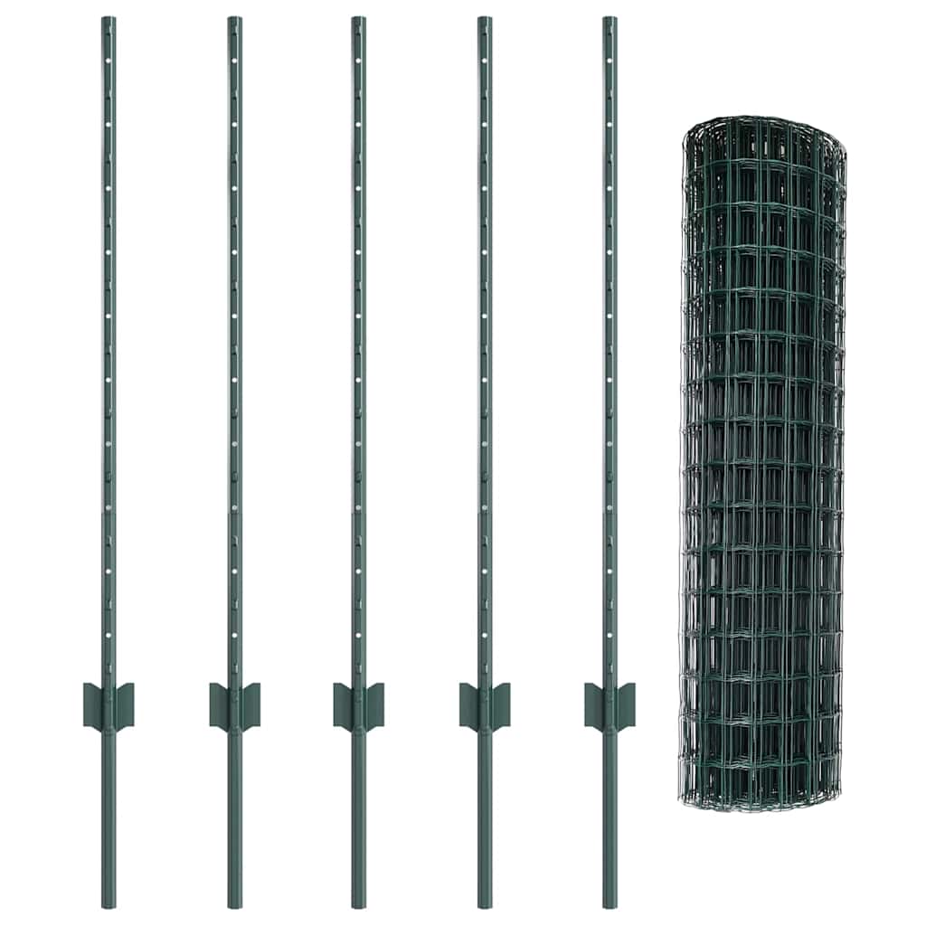 Euro Fence with Post 10 x 1 m PVC-Coated Steel Green Mesh