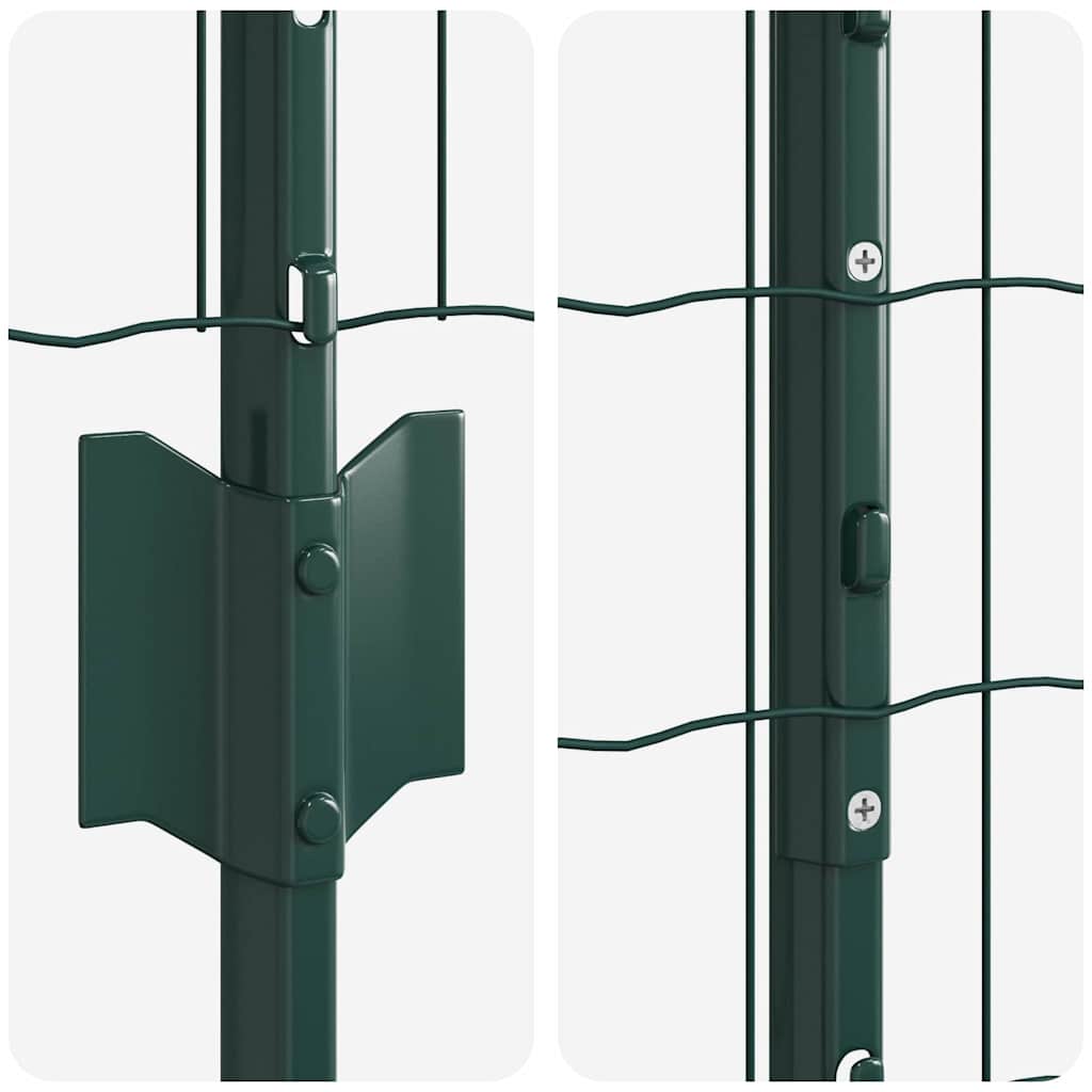 Euro Fence with Post 10 x 1.4 m PVC-Coated Steel Green Mesh