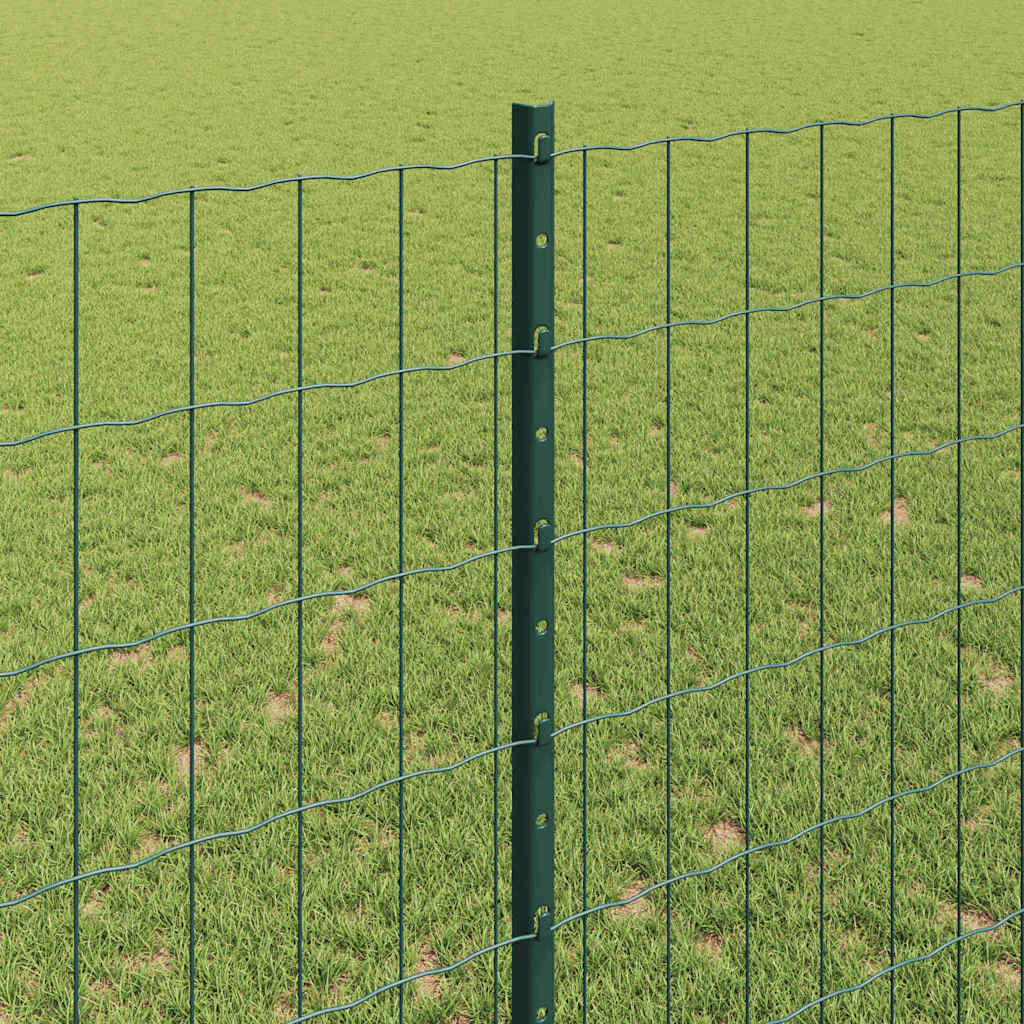 Euro Fence with Post 10 x 1.4 m PVC-Coated Steel Green Mesh