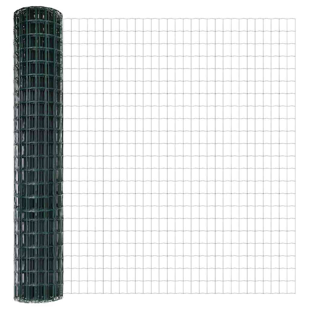 Euro Fence with Post 10 x 1.6 m PVC-Coated Steel Green Mesh